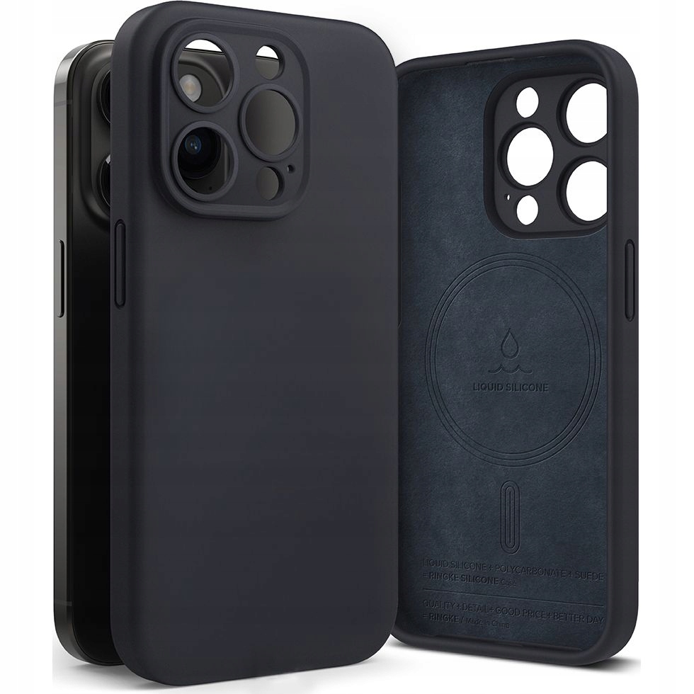 Chrbát Ringke pre Apple iPhone 15 Pro Saffiano Patch, námornícka modrá